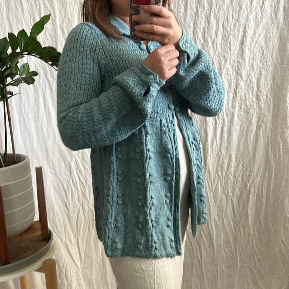 Anthropologie x Sleeping in Snow Pebble Pom Pom cardigan. Size M
